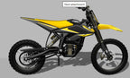 Yellow and black dirt bike on a gray background