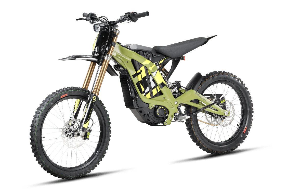 Green electric bike with brand logo on a white background