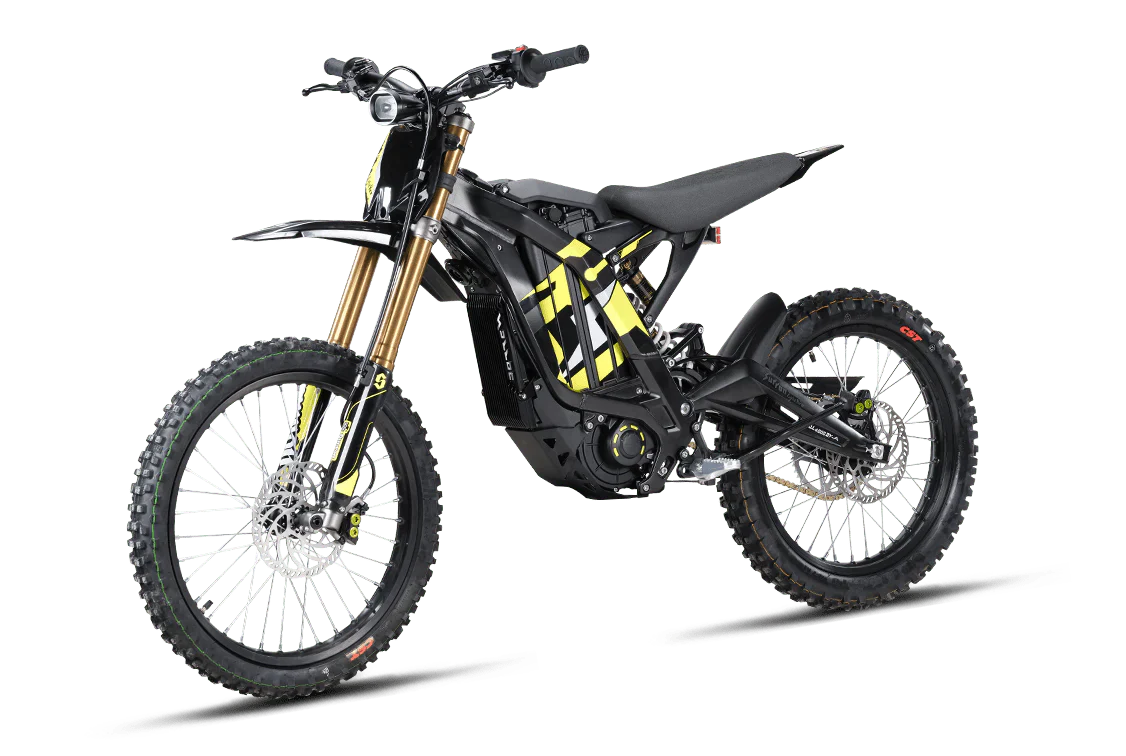 Black and yellow electric bike on a white background