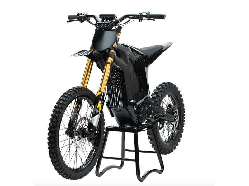 Black and gold electric bike on a white background