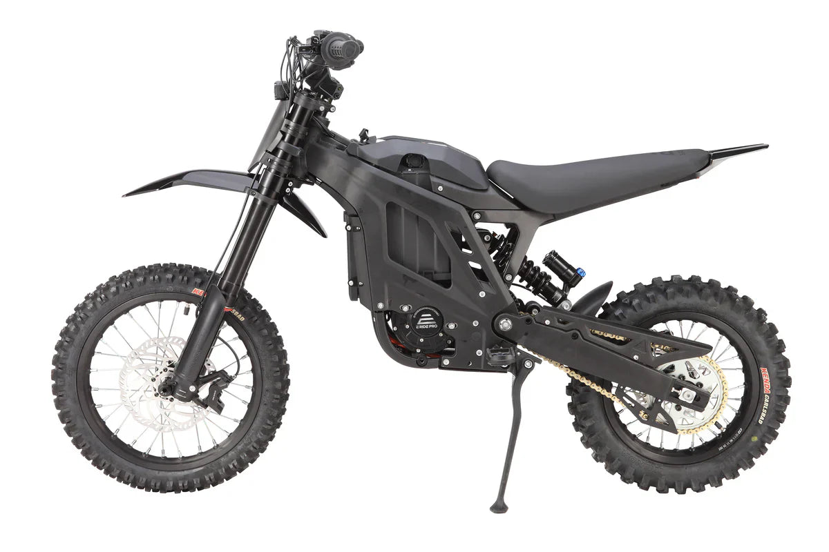 Black off-road e bike on a white background