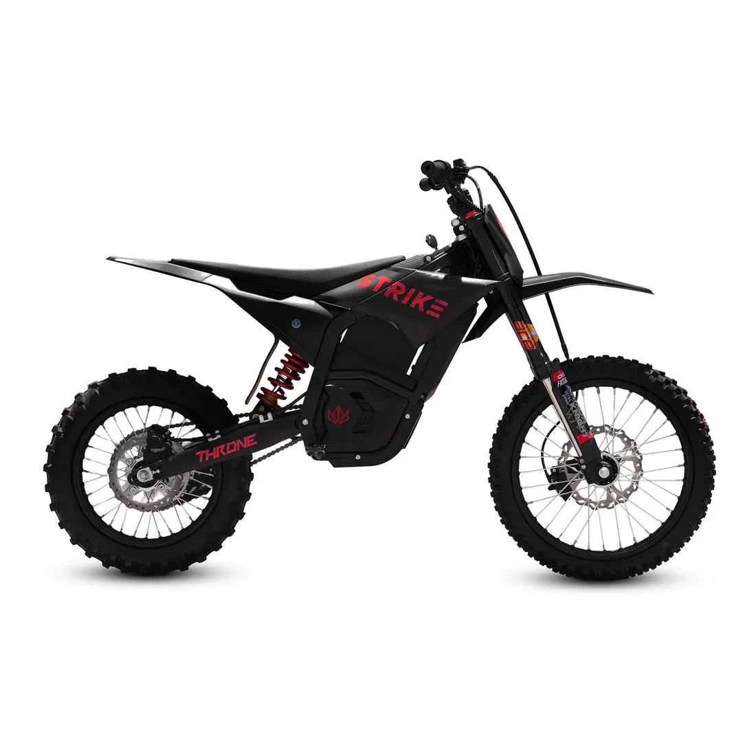 Black electric bike with 'Strike' branding on a white background