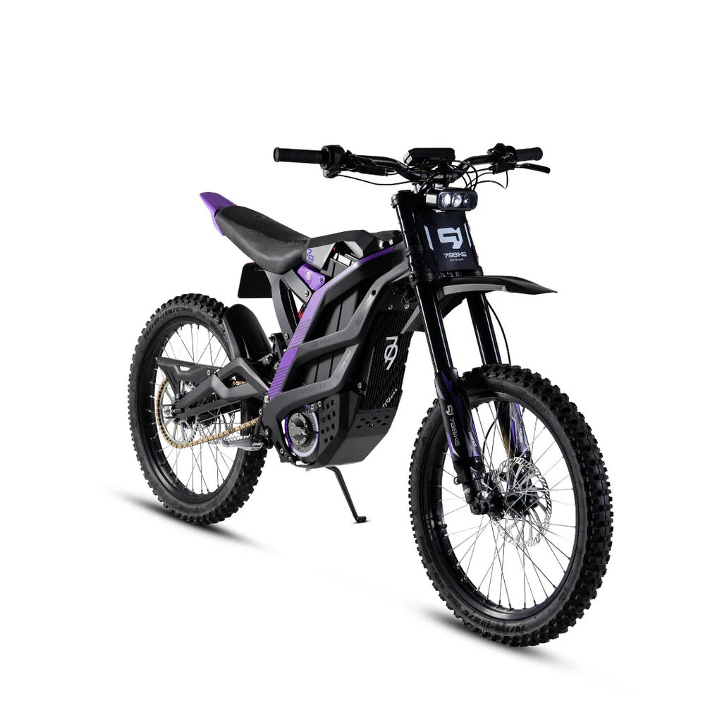 Electric bike with purple accents on a white background