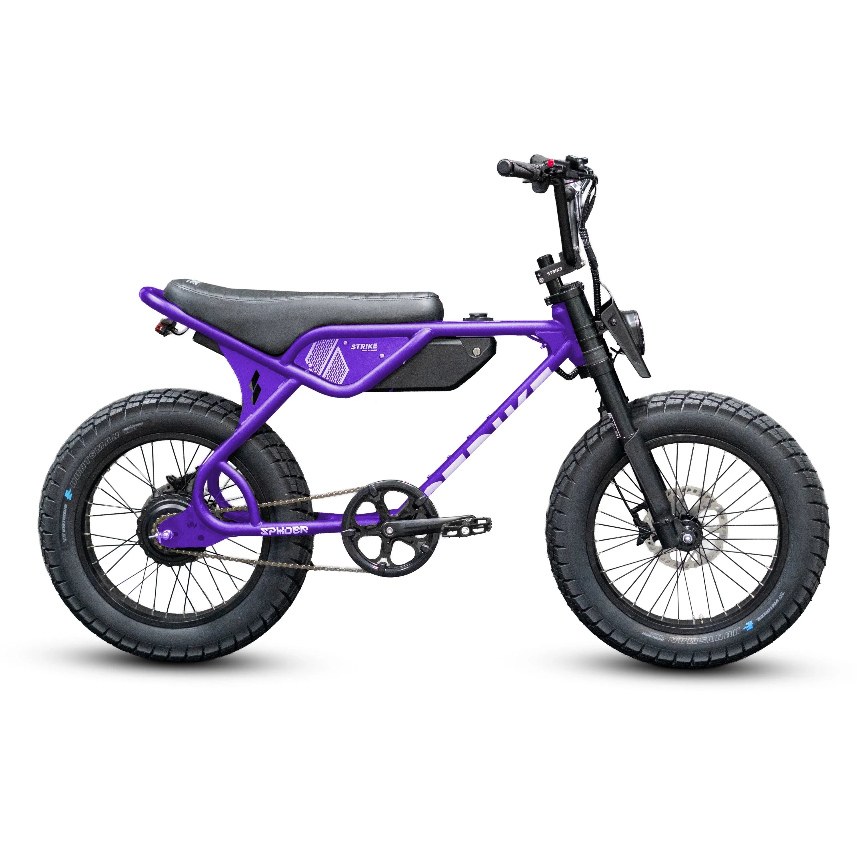 Purple Spyder750 electric bike on a white background