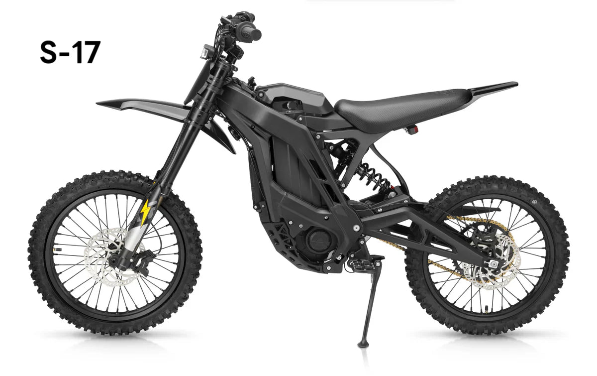 Black electric bike model S-17 on a white background