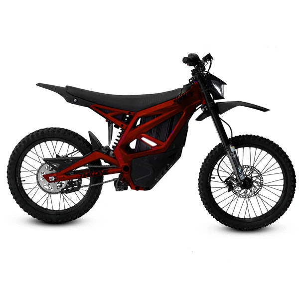 Red and black electric bike on a white background