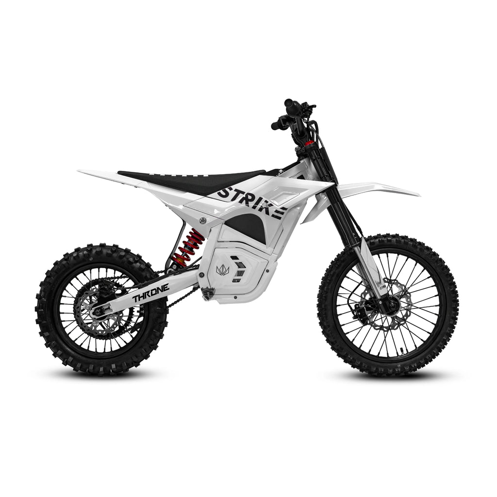 White dirt bike with black accents on a white background