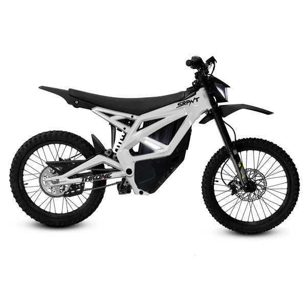 White electric bike with black accents on a white background