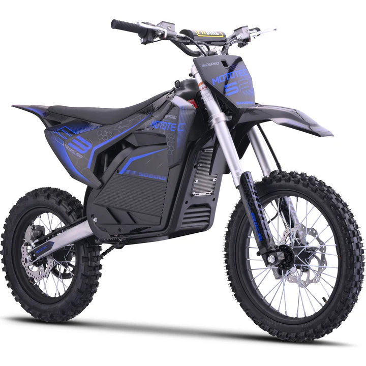 Black and blue electric bike on a white background