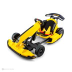 Yellow and black go-kart on a white background