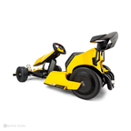 Yellow and black go-kart on a white background